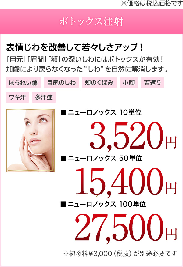 開院10周年記念キャンペーン ボトックス
