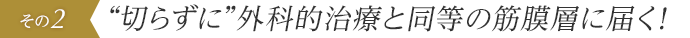 “切らずに”外科的治療と同等の筋膜層に届く！